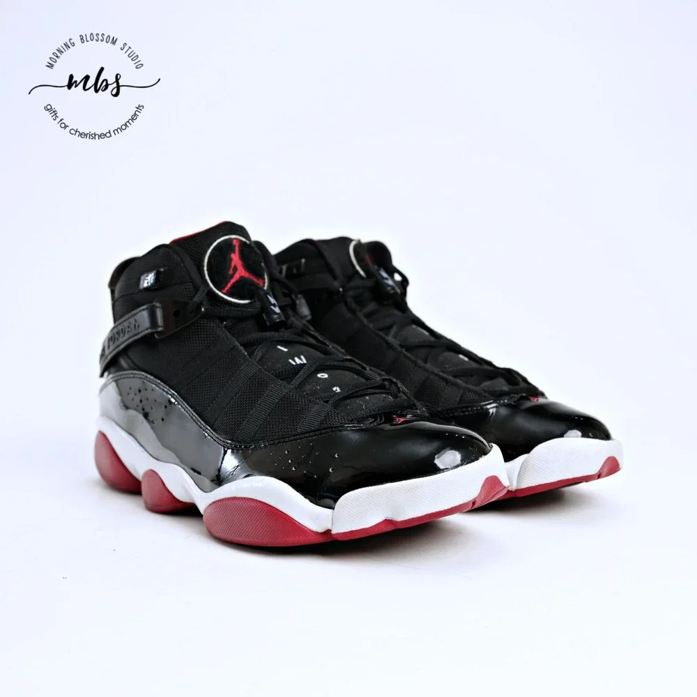 Nike Air Jordan 6 Rings Bred Hybrid Basketball Sneakers Black Red White Men 9
